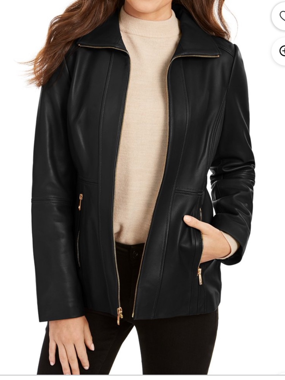 Baccini Leather Zip-Front Jacket - Women